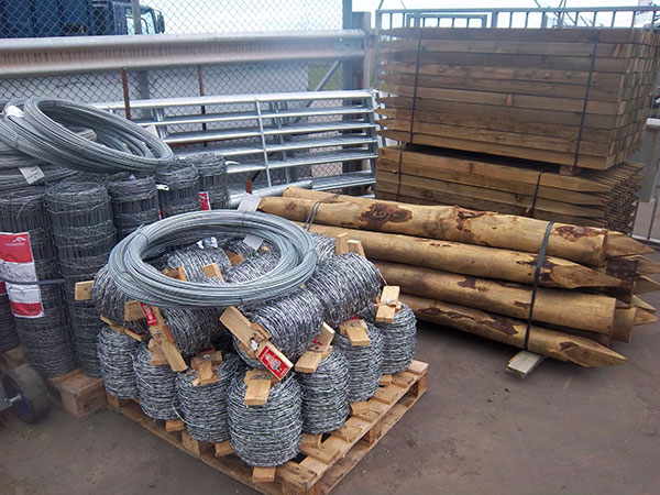 Fencing Material In Stock @ Ayr depot     Stobs  Strainers  Railing  Barb  Plain Wire  Netting   Staples  Gates 